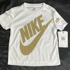 Nike Kids White and Gold Short Sleeve Tee